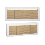Buffet blanc et bois avec relief 220 cm