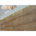 Buffet 220 cm Blanc et Façades en Bois Ondulé