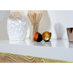 Buffet 220 cm Blanc et Façades en Bois Ondulé