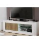 Meuble tv blanc et bois avec relief 3D - 170 cm