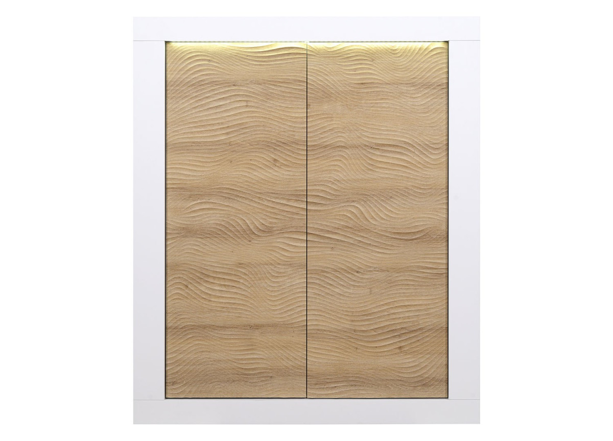 Rangement haut blanc et bois avec relief