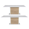 Table extensible blanc et bois - Pieds central éclairage intégré