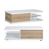 Table basse rectangulaire laqué blanc et bois 120 cm