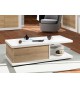Table basse rectangulaire laqué blanc et bois 120 cm