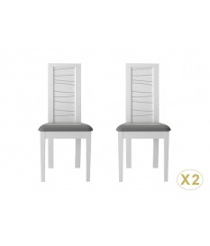 2 chaises de table design laquées blanches et grises