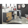 Table pivotante avec rangement anthracite et chêne
