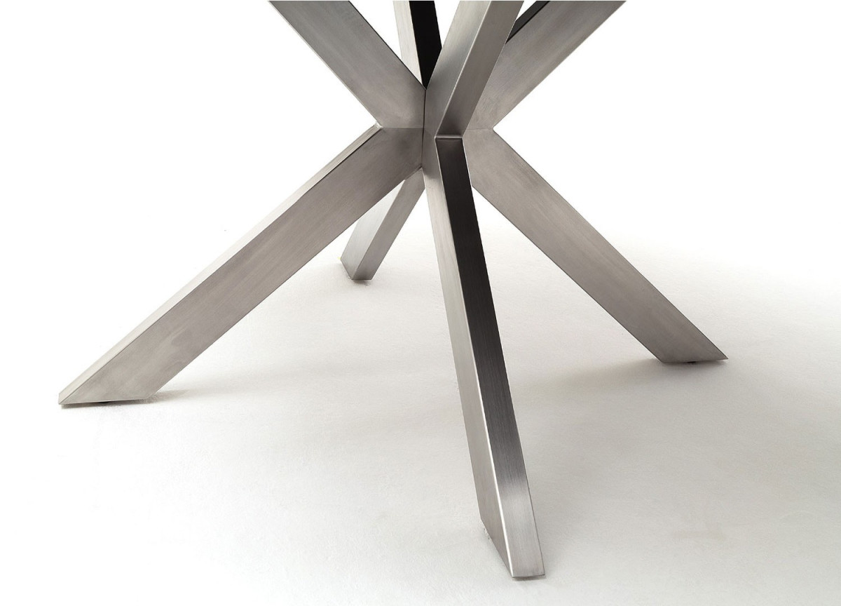 Table ronde céramique anthracite pieds acier brossé