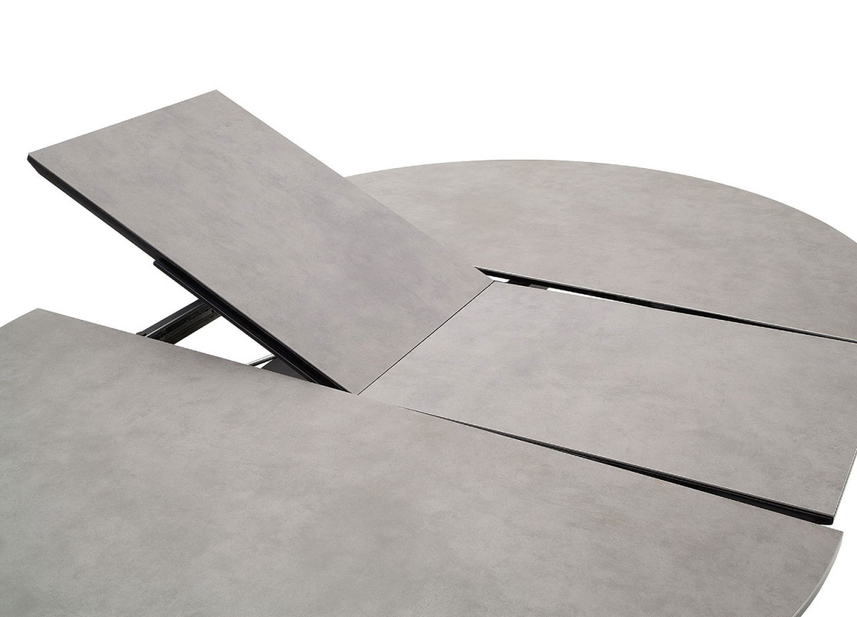 Table ronde céramique anthracite pieds acier brossé