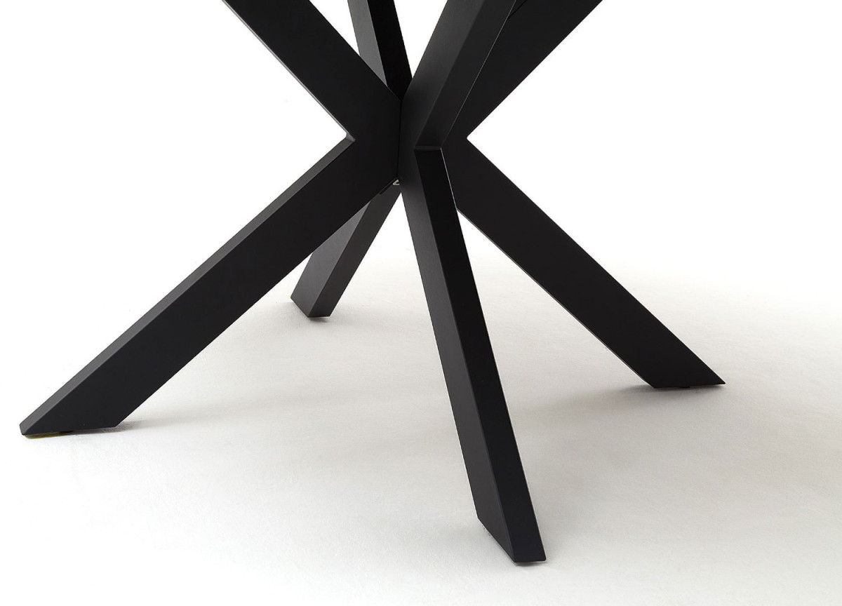 Table ronde céramique anthracite pieds acier noir