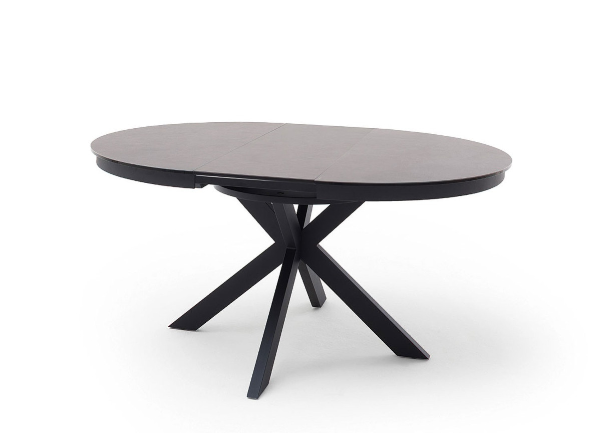 Table ronde céramique anthracite pieds acier noir