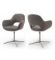 2 Chaises fauteuils de table pivotants - Pieds chromé ou noir