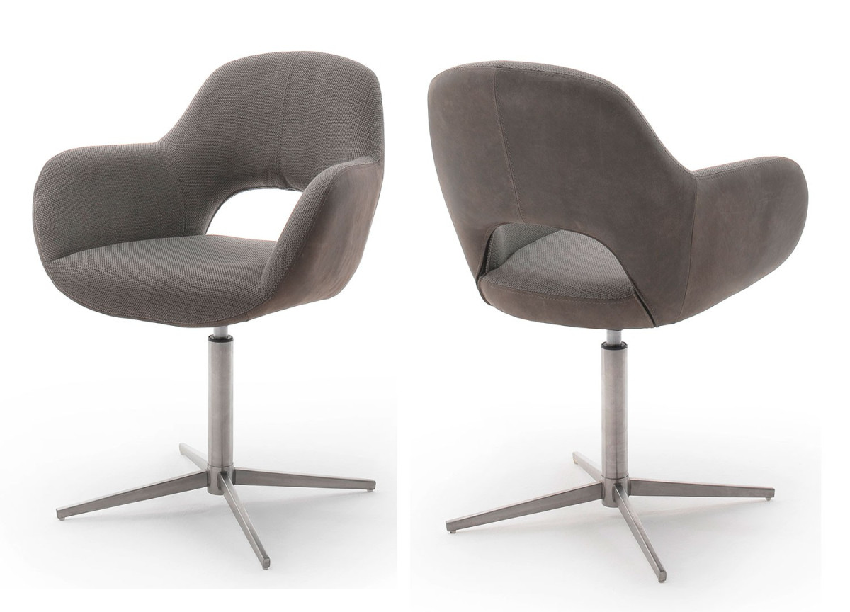 2 Chaises fauteuils de table pivotants - Pieds chromé ou noir