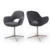 2 Chaises fauteuils de table pivotants - Pieds chromé ou noir