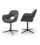 2 Chaises fauteuils de table pivotants - Pieds chromé ou noir