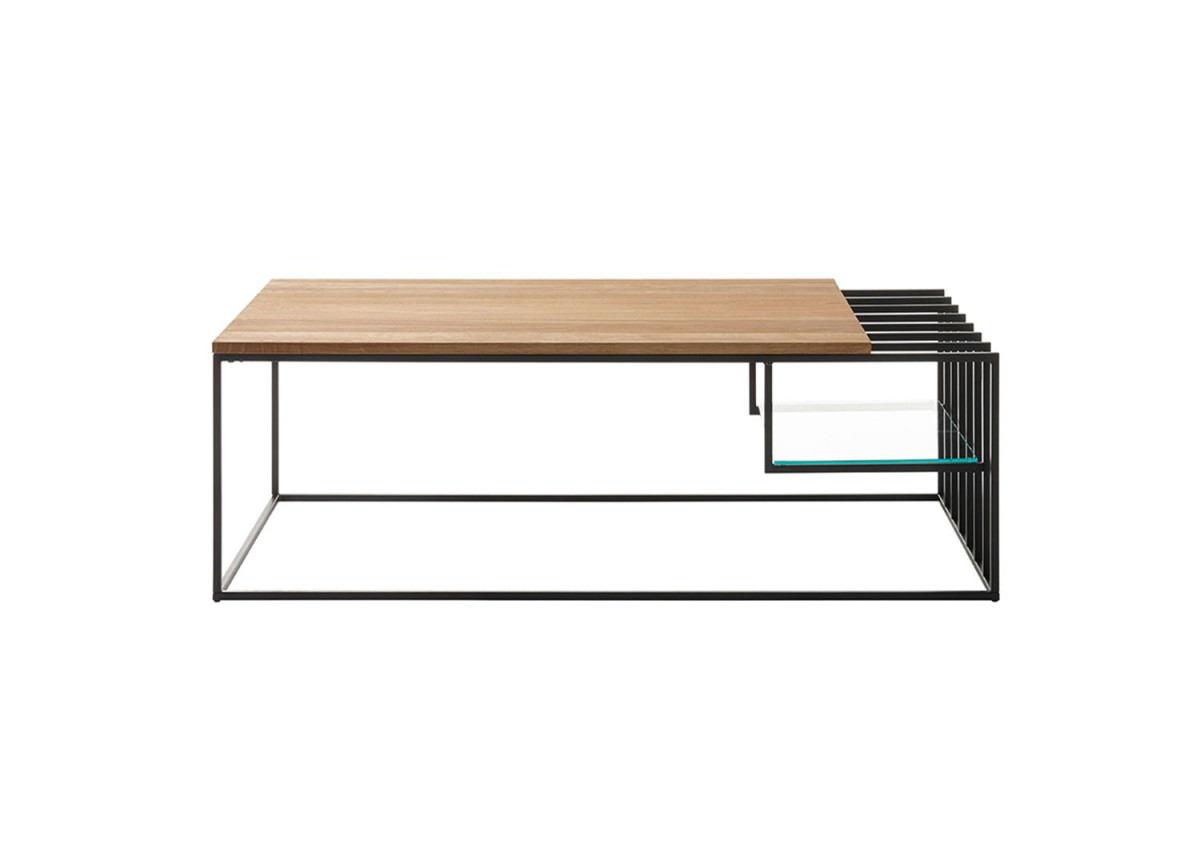 Table basse design rectangulaire bois et métal 120 cm