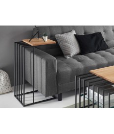 Bout de canapé design bois et métal noir
