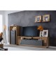 Combinaison de meuble de salon tv bois et gris laqué