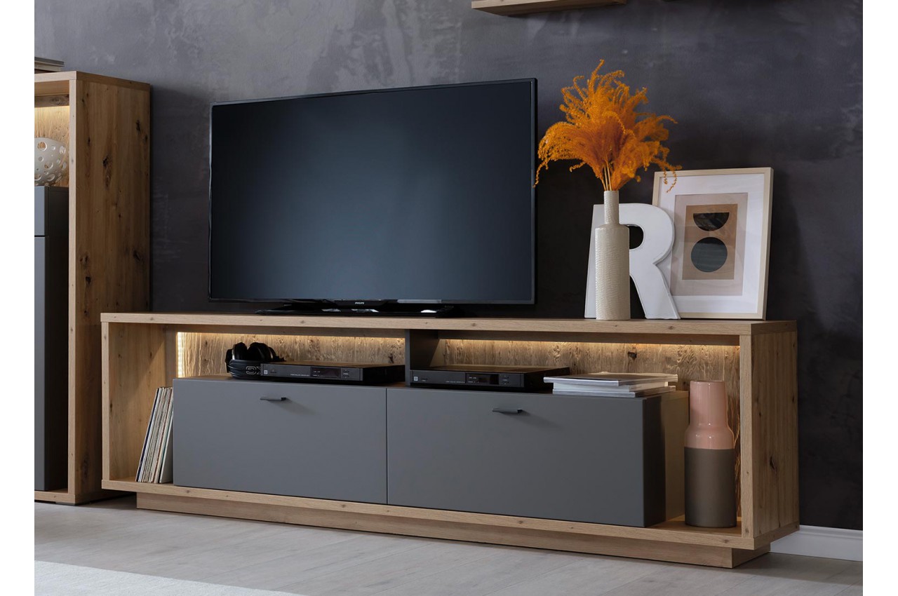 Come - meuble TV - bois - 200 cm - style contemporain