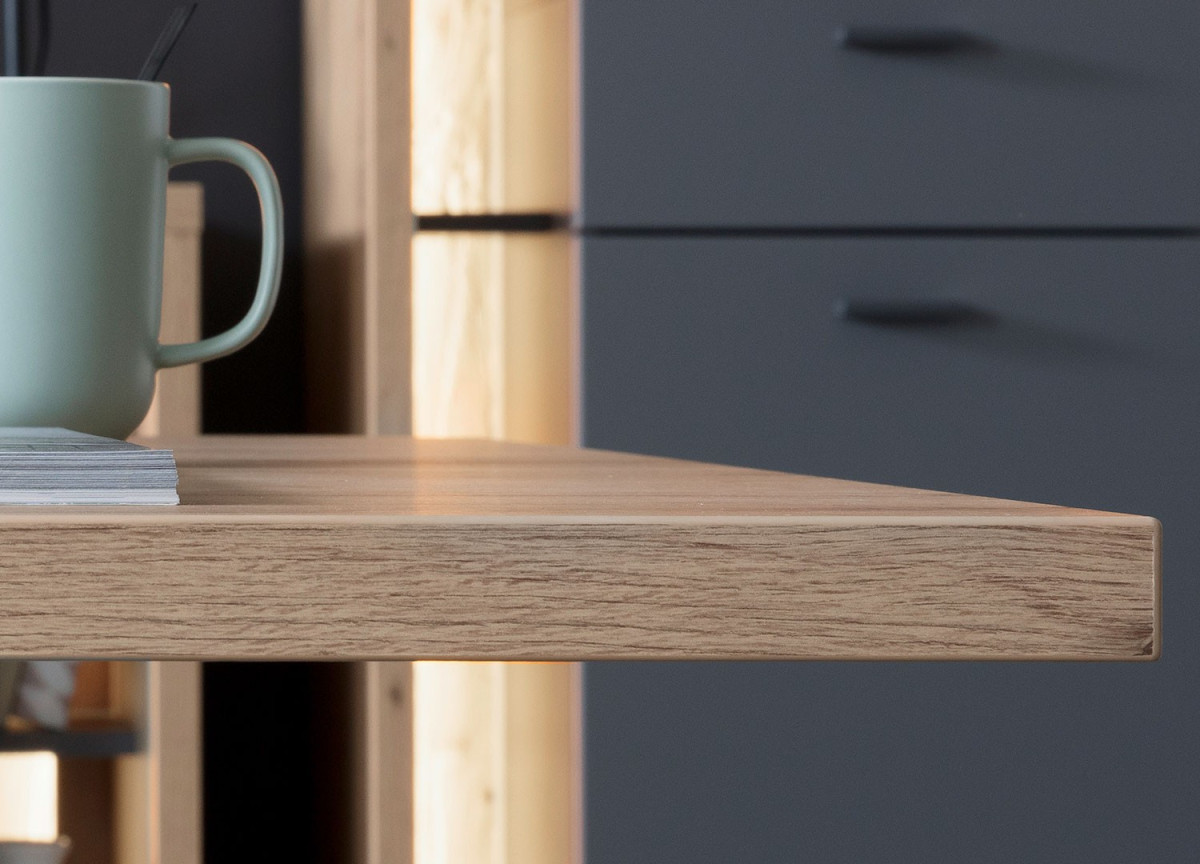 Table 160 cm originale - Bois et gris pierre