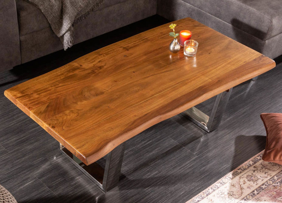 Table basse design 110 cm / Bois acacia