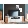 Meuble TV design bois et blanc 200 cm