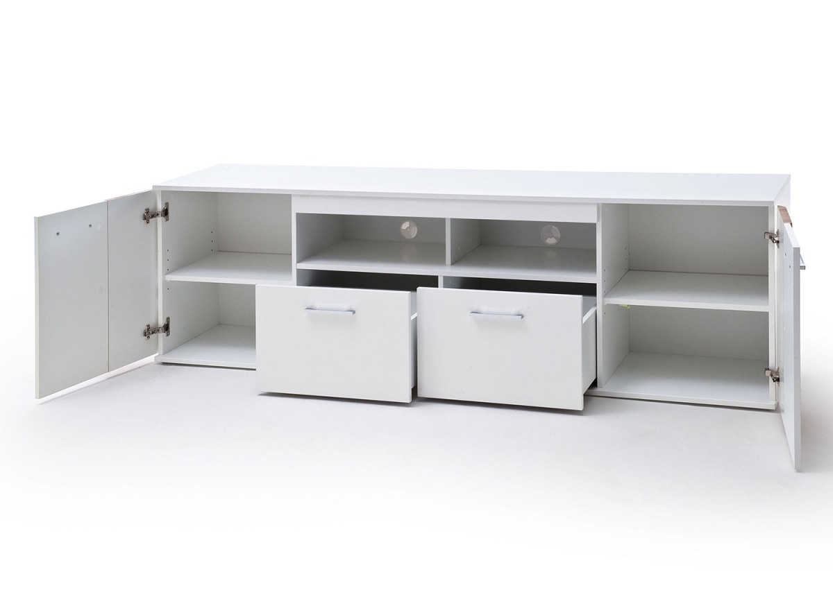 Meuble TV design bois et blanc 200 cm