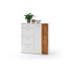 Commode haute 2 portes blanche et bois