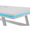 Table bureau blanc laqué mat avec éclairage LED et USB