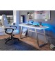 Table bureau blanc laqué mat avec éclairage LED et USB