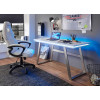 Table bureau blanc laqué mat avec éclairage LED et USB