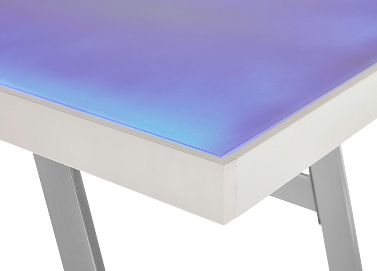 Table de travail blanche / Inox avec éclairage Led et connexion USB