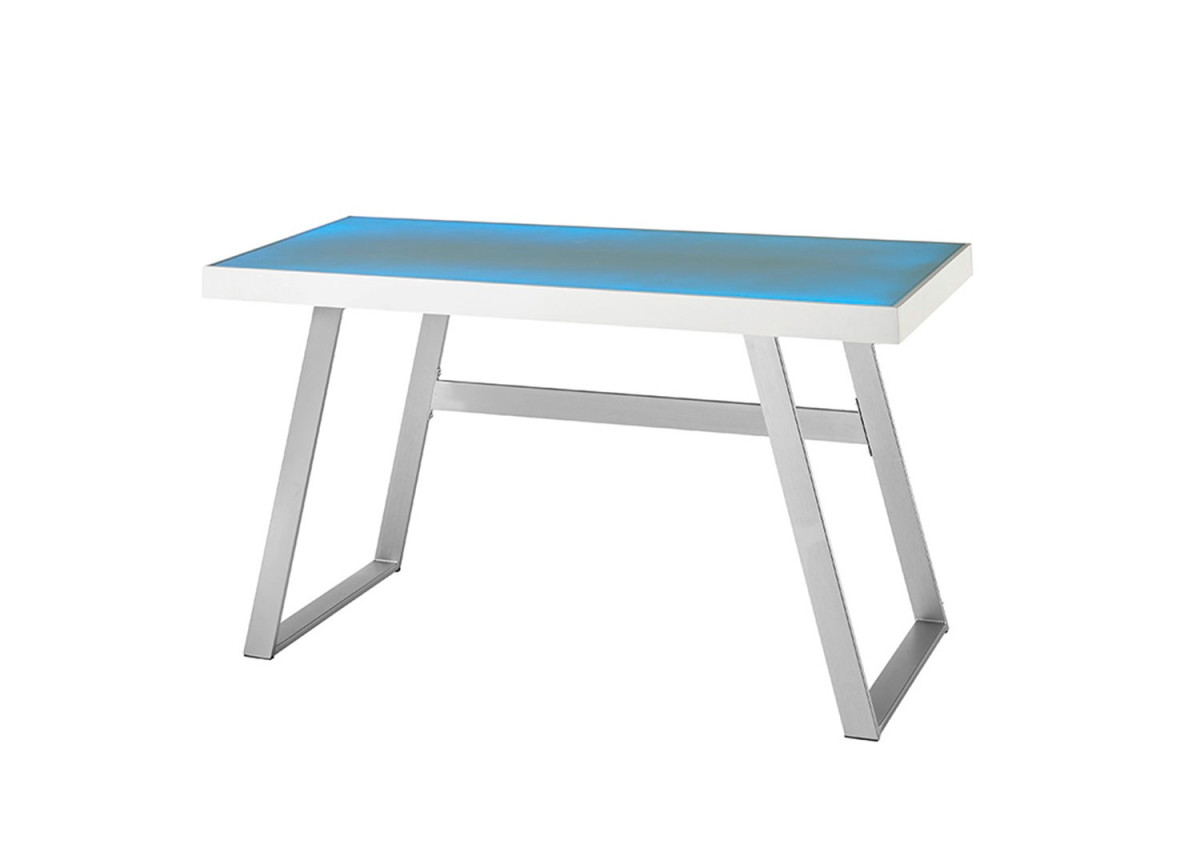 Table de travail blanche / Inox avec éclairage Led et connexion USB