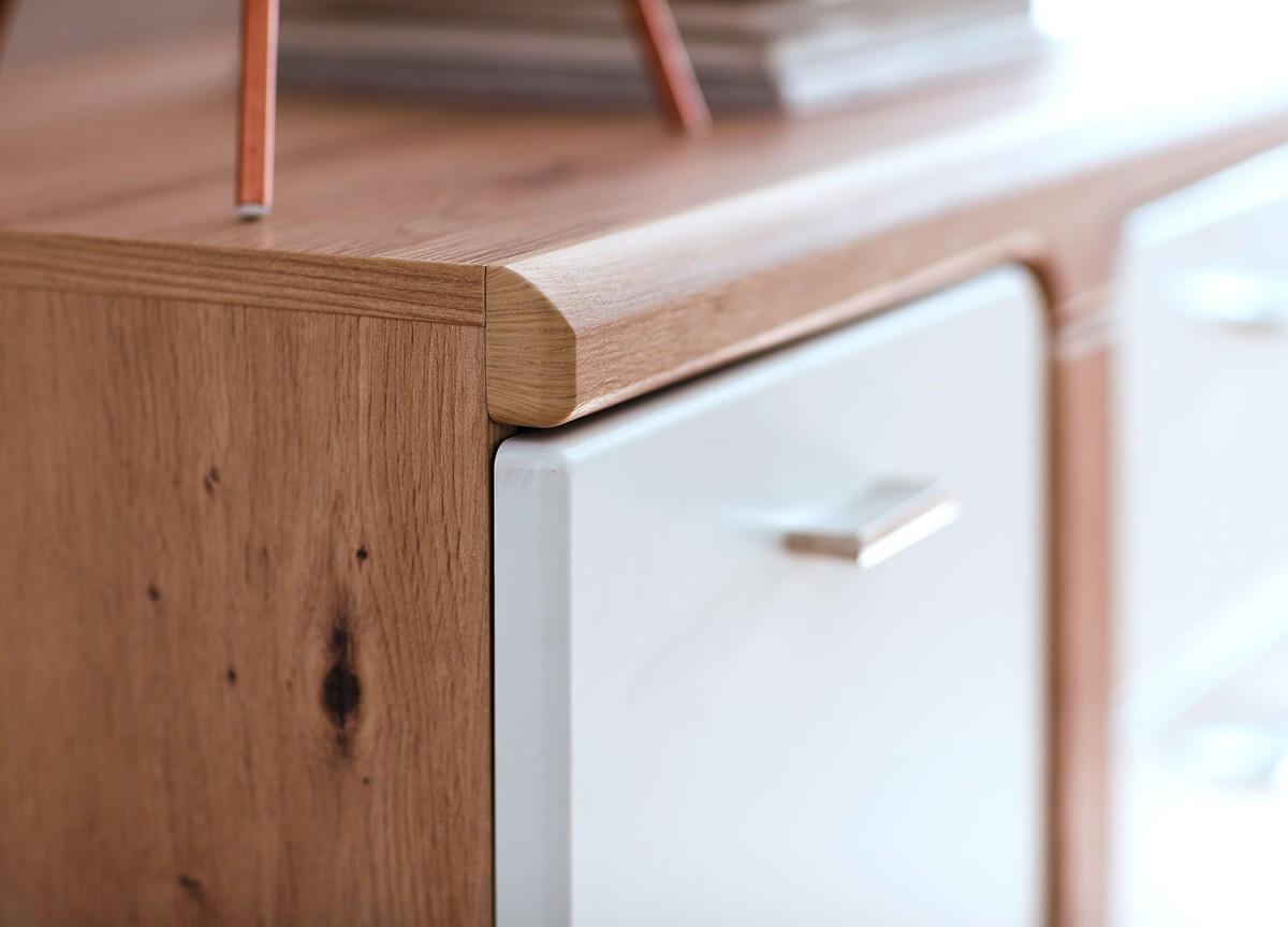 Buffet Chêne Poutre et Façades en MDF Blanc