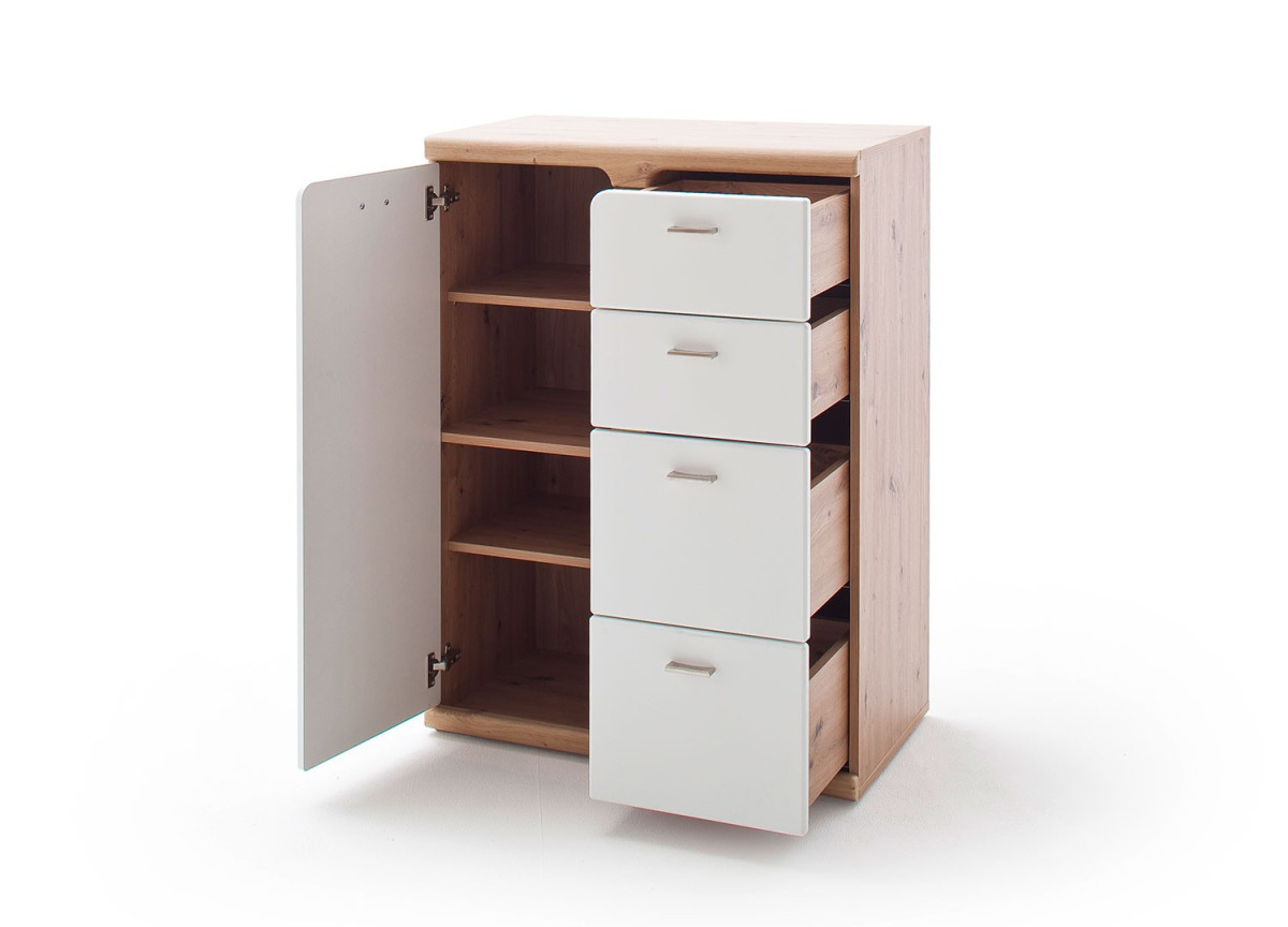 Meuble commode scandinave 4 tiroirs, 1 porte