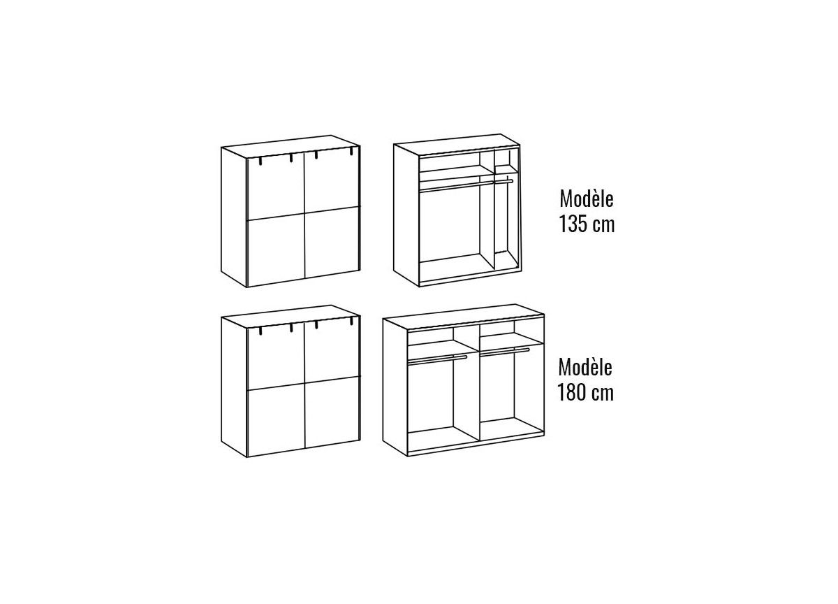 Armoire de chambre 2 portes coulissantes