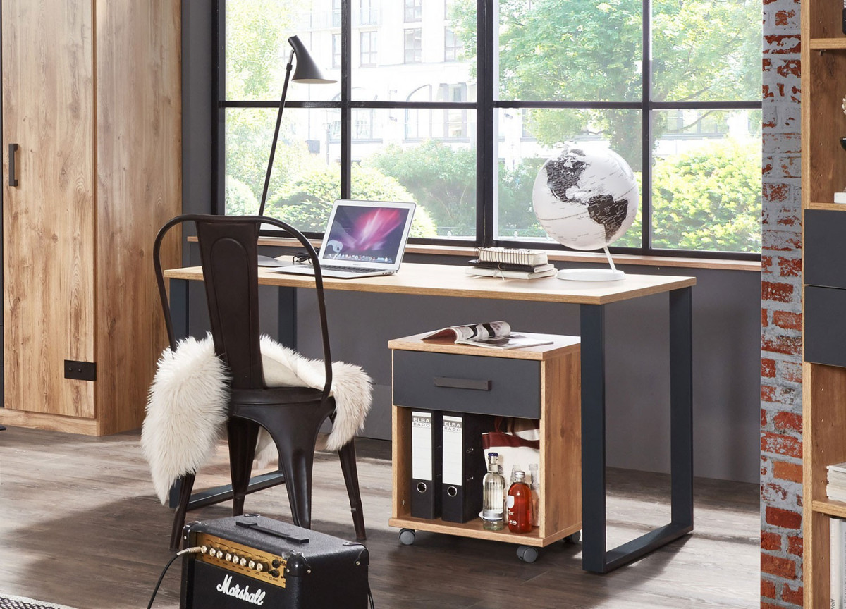 Table de bureau moderne 140 cm - Piétement  en métal noir