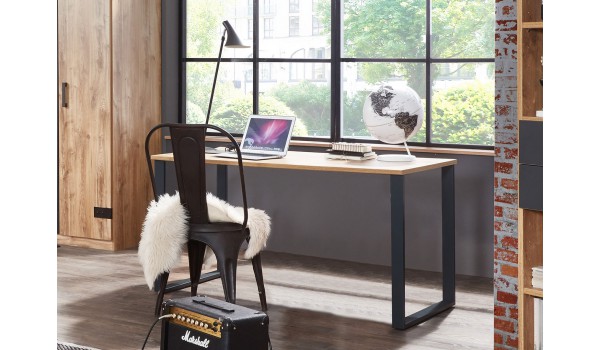 Table de bureau moderne 140 cm - Piétement en métal noir