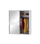 Armoire coulissante 135 ou 180 cm - Gris béton / Verre blanc / Miroir
