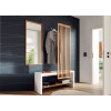 meuble d'entrée vestiaire design blanc et bois