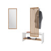 meuble d'entrée vestiaire design blanc et bois