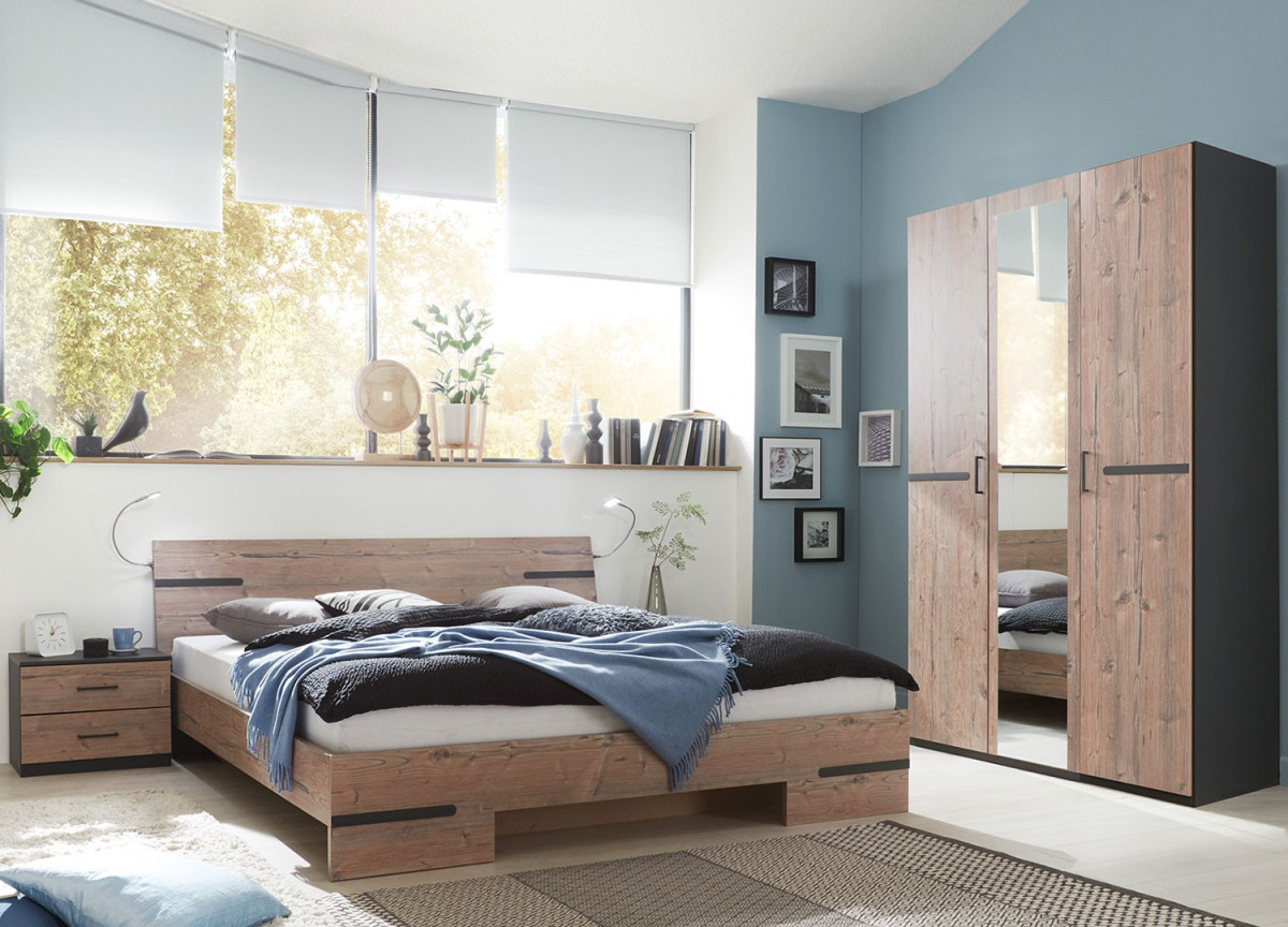 Chambre complète adulte pas cher / Lit / Chevet / Armoire