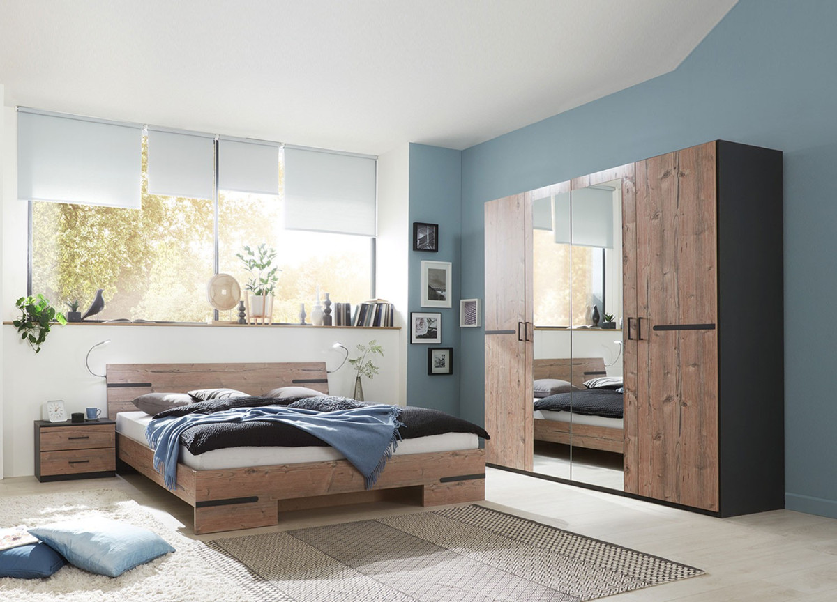 Chambre adulte - Grande armoire / lit double et chevets