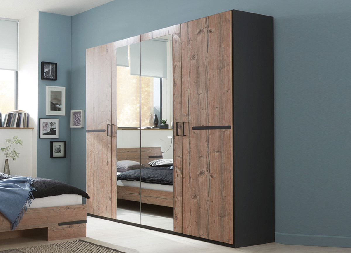 Grande armoire penderie 4 portes grand miroir
