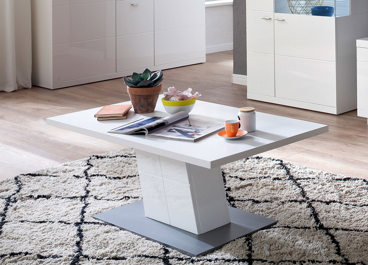 Table basse rectangulaire blanc laqué design