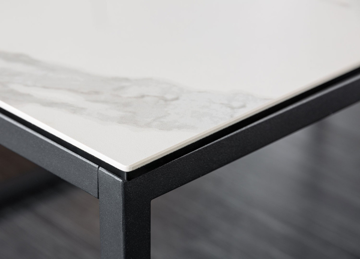 Table Basse en Céramique Marbre Blanc / Gris