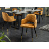 Chaises velours jaune avec accoudoir / Pieds noir embouts dorée