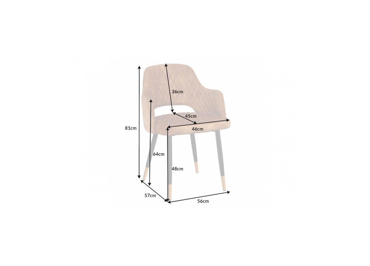 Chaises velours jaune avec accoudoir / Pieds noir embouts dorée