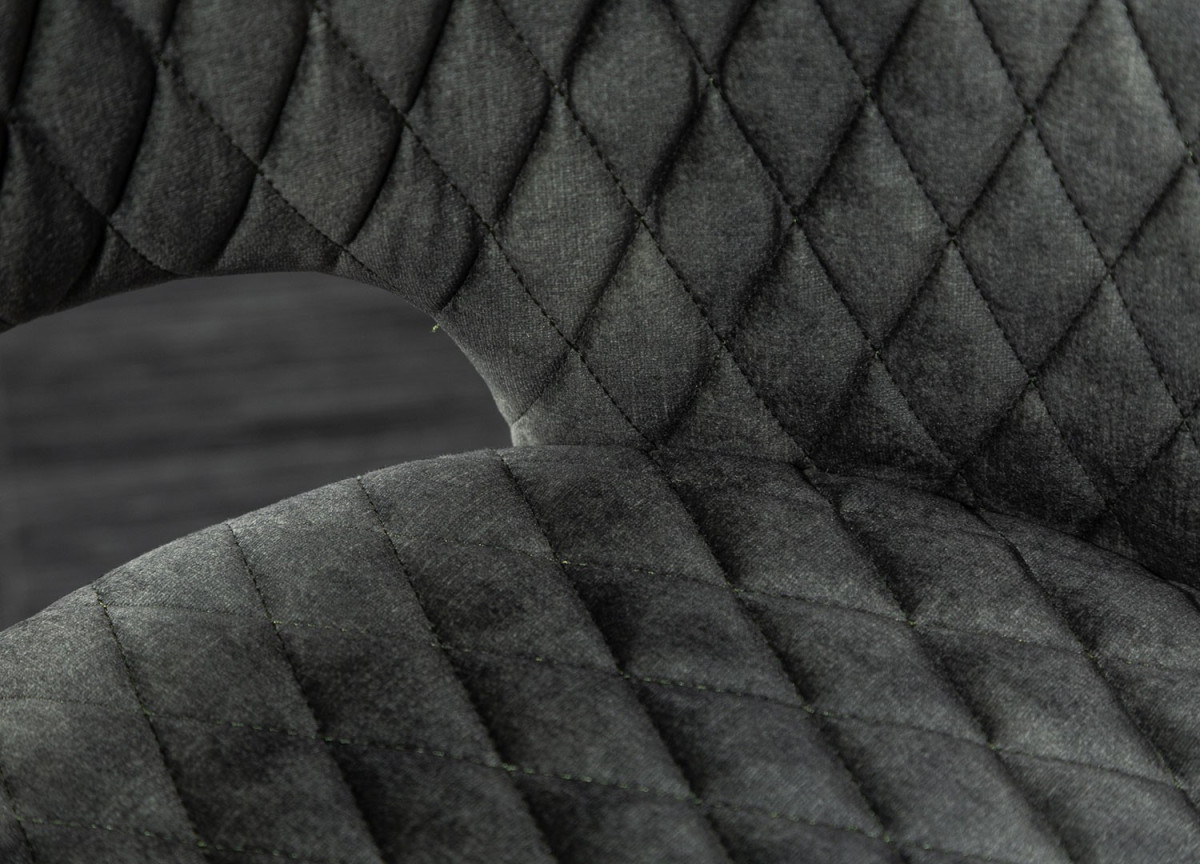 Chaises velours gris vert avec accoudoir / Pieds noir embouts dorés