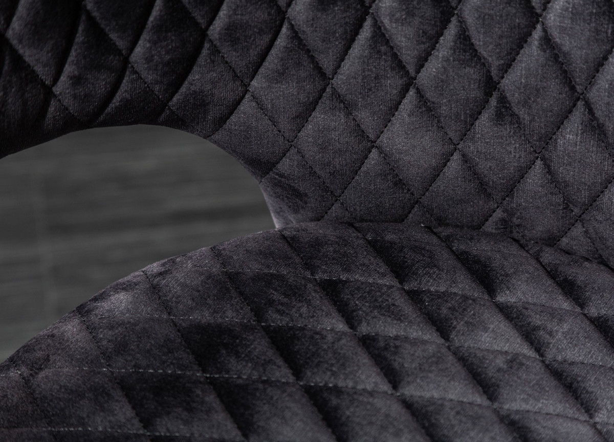 Chaises velours gris avec accoudoir / Pieds noir embouts dorés