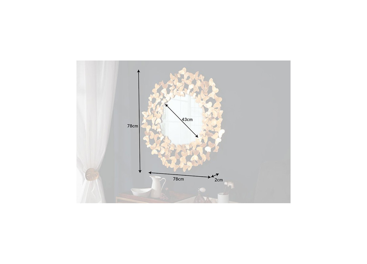 Grand miroir mural rond design doré